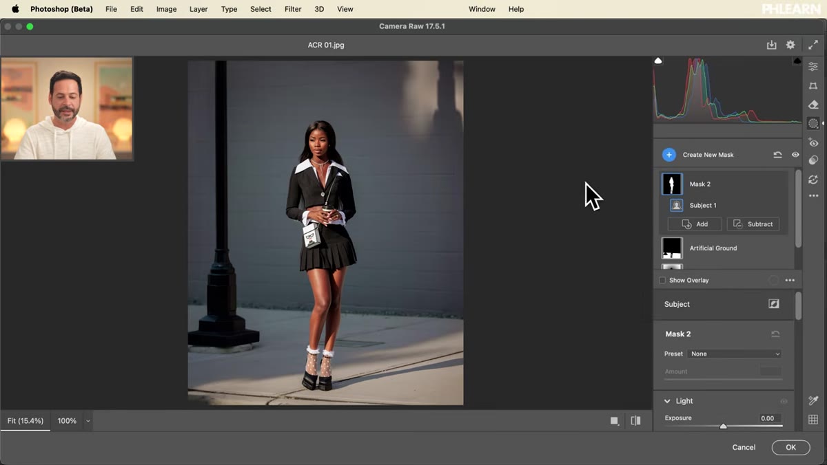 Subject selected with AI, shadow slider being adjusted