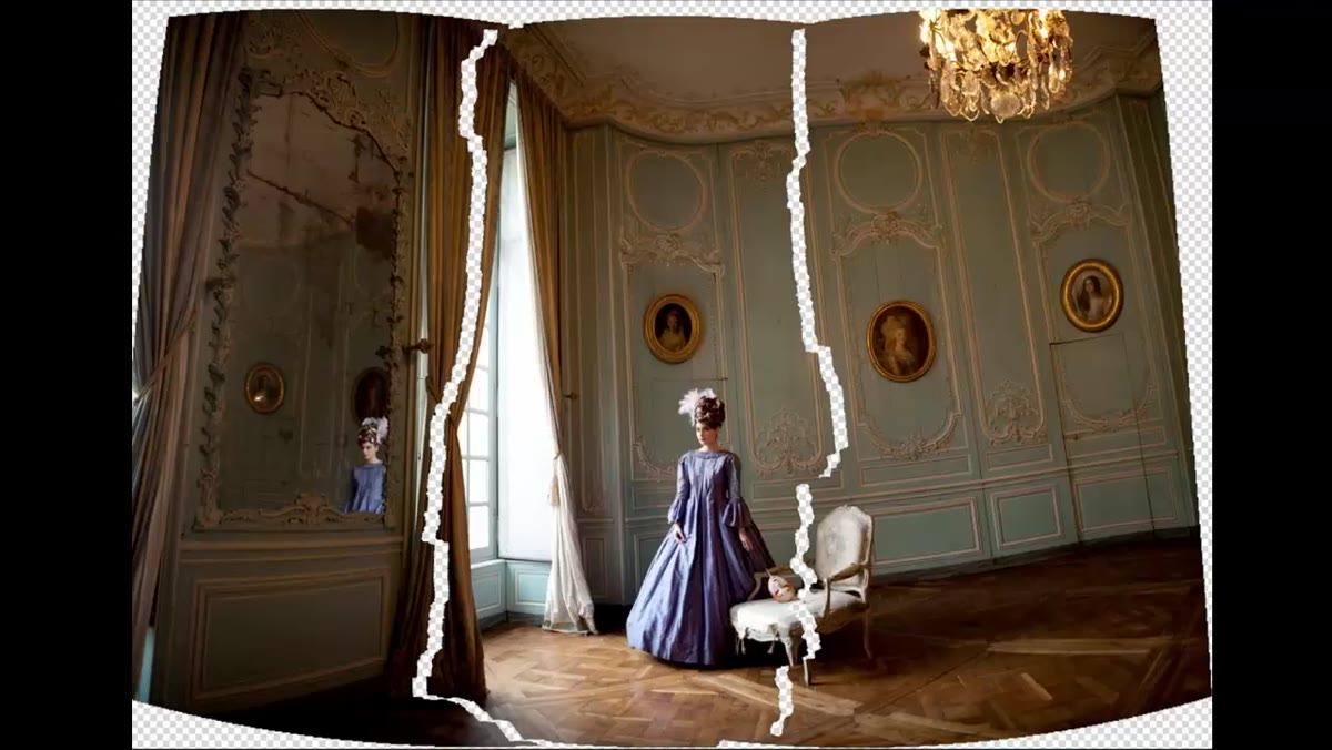 Stitched panorama showing model centered with expanded environment