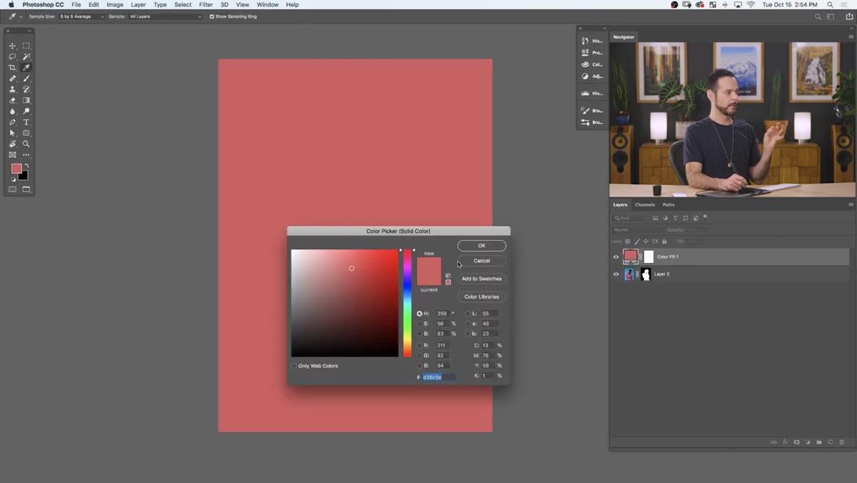 Solid color fill layer placed beneath the subject layer
