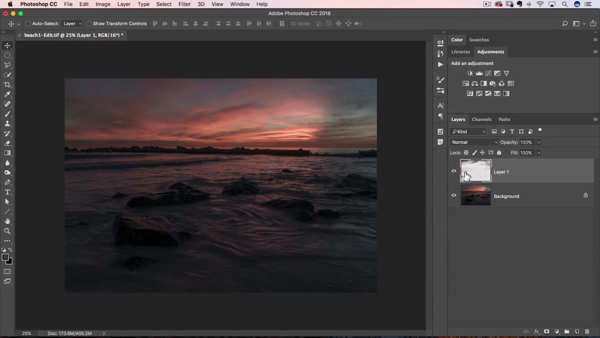 New layer created from selection visible in the Layers panel