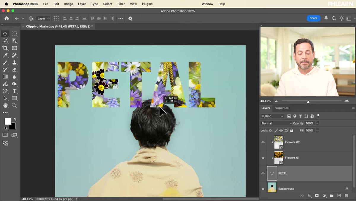 Text layer being moved while clipped image layers stay positioned correctly