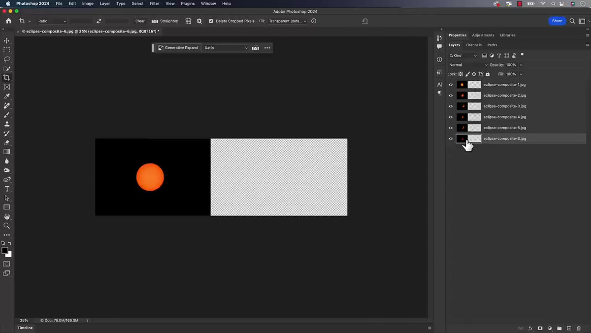 caption: New layer added below the bottom layer, filled with black