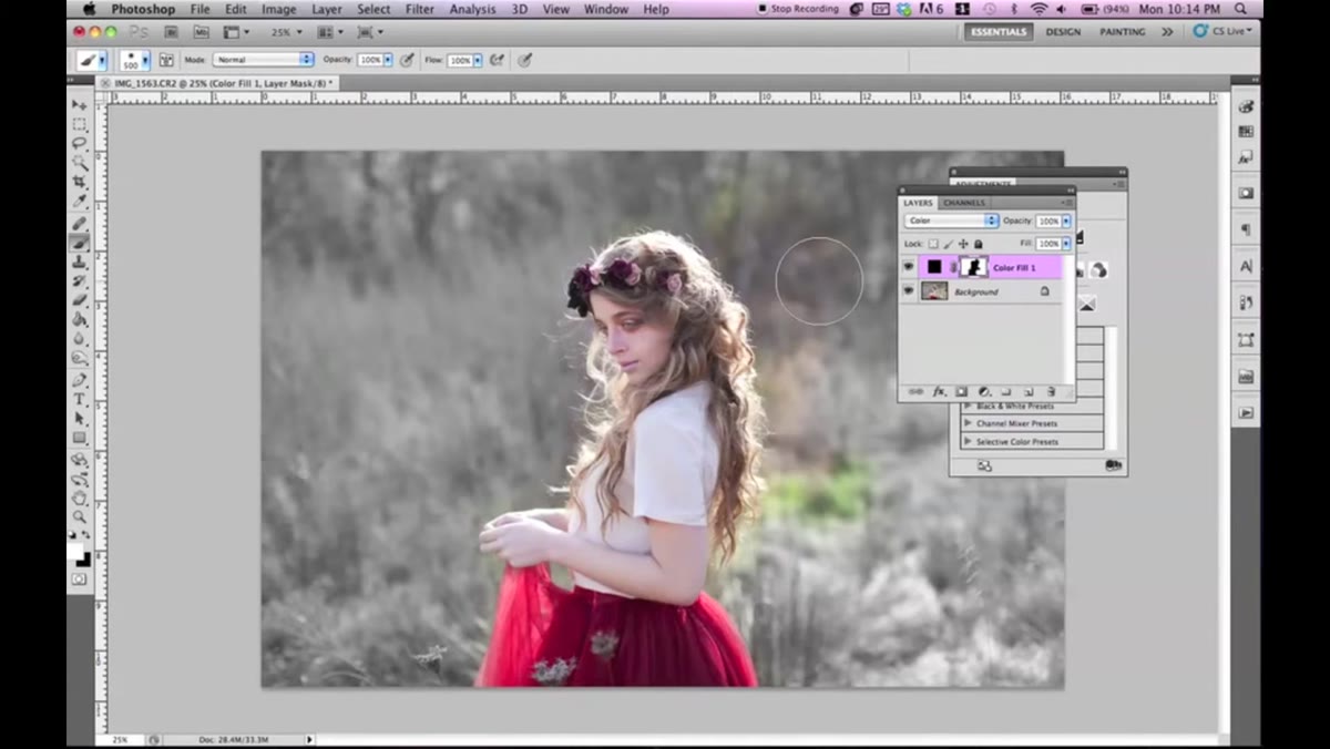 Pressing X to switch foreground color, correcting over-painted area