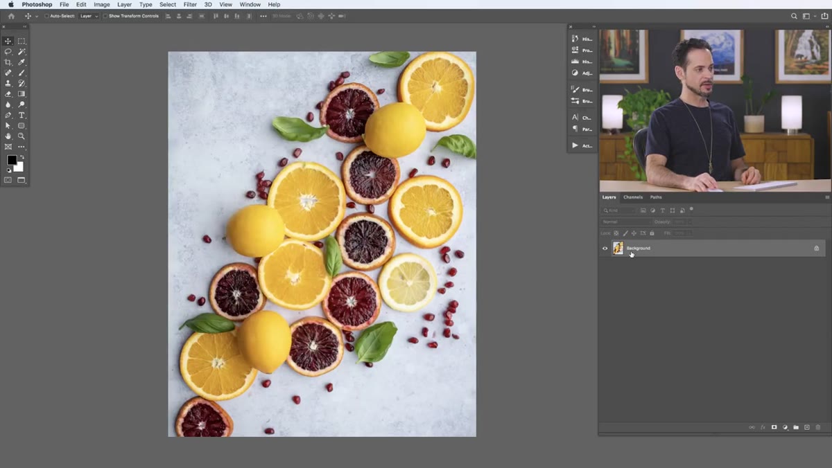 Background layer with lock icon visible in Layers panel