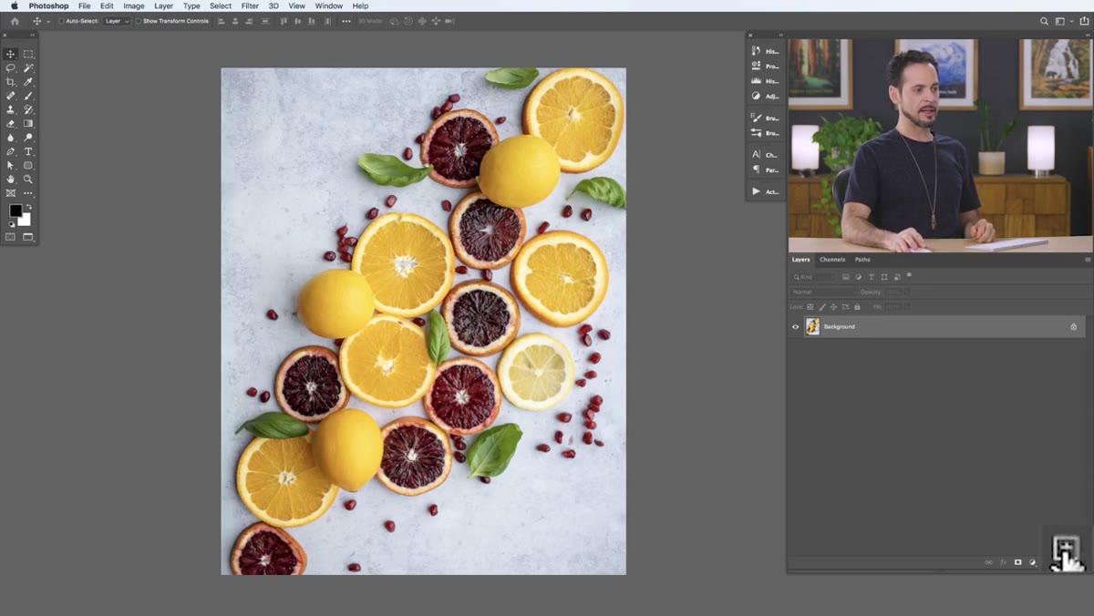 New layer created above background in Layers panel