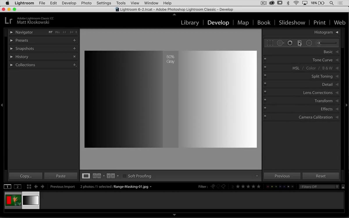 Graduated filter applied across the top of an image