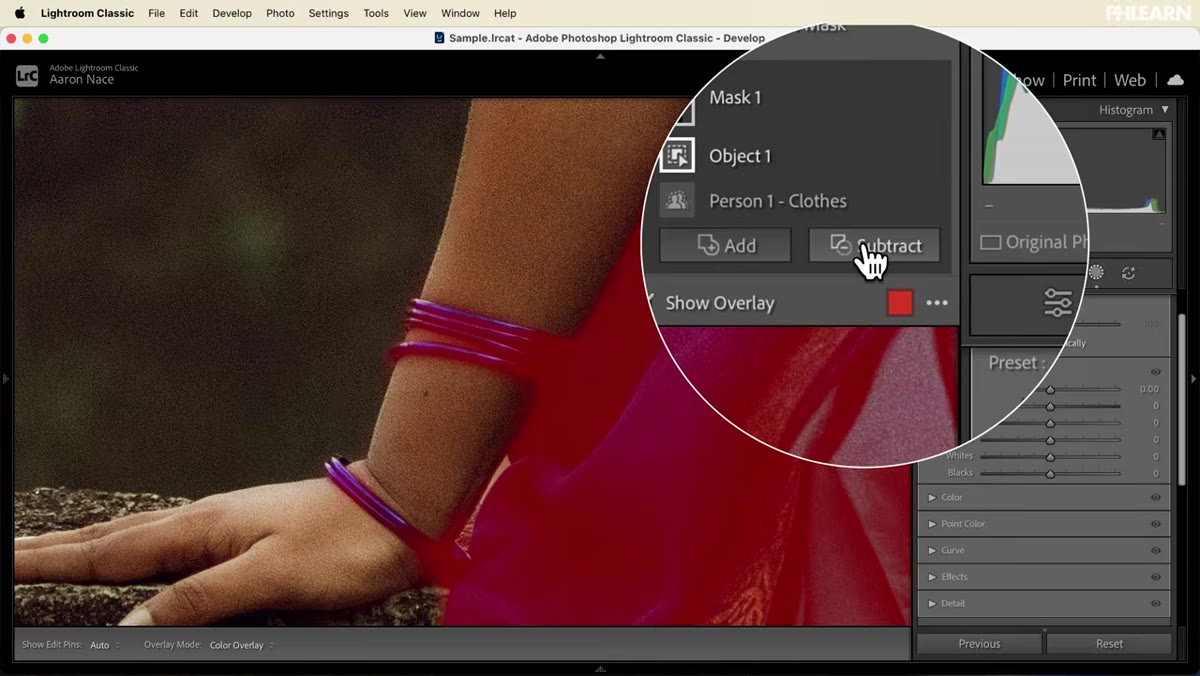 Mask intersection controls shown in editing panel
