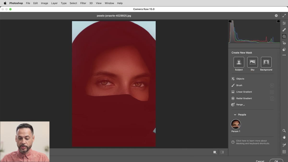 The People masking option highlighted in the mask panel