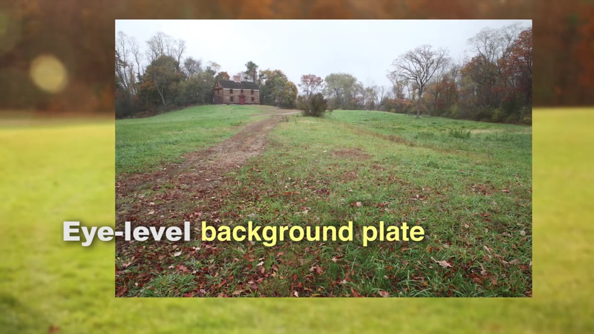 Eye-level background plate of the field, established as the composite&rsquo;s camera angle