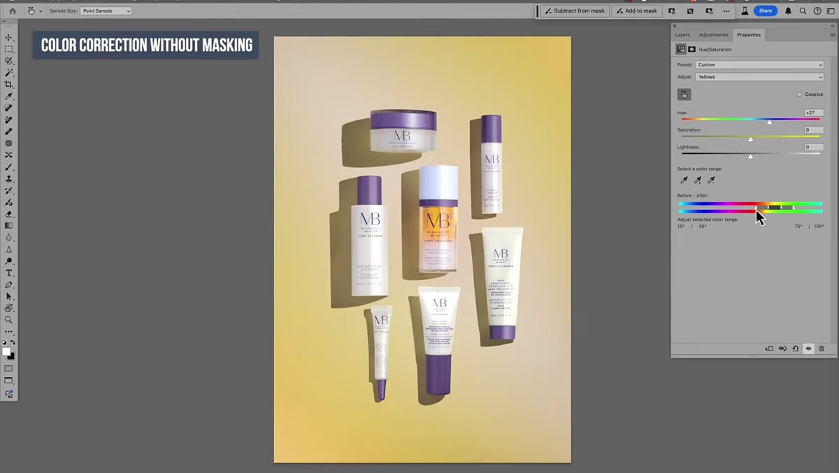 Color shift bleeding into product area during background recolor