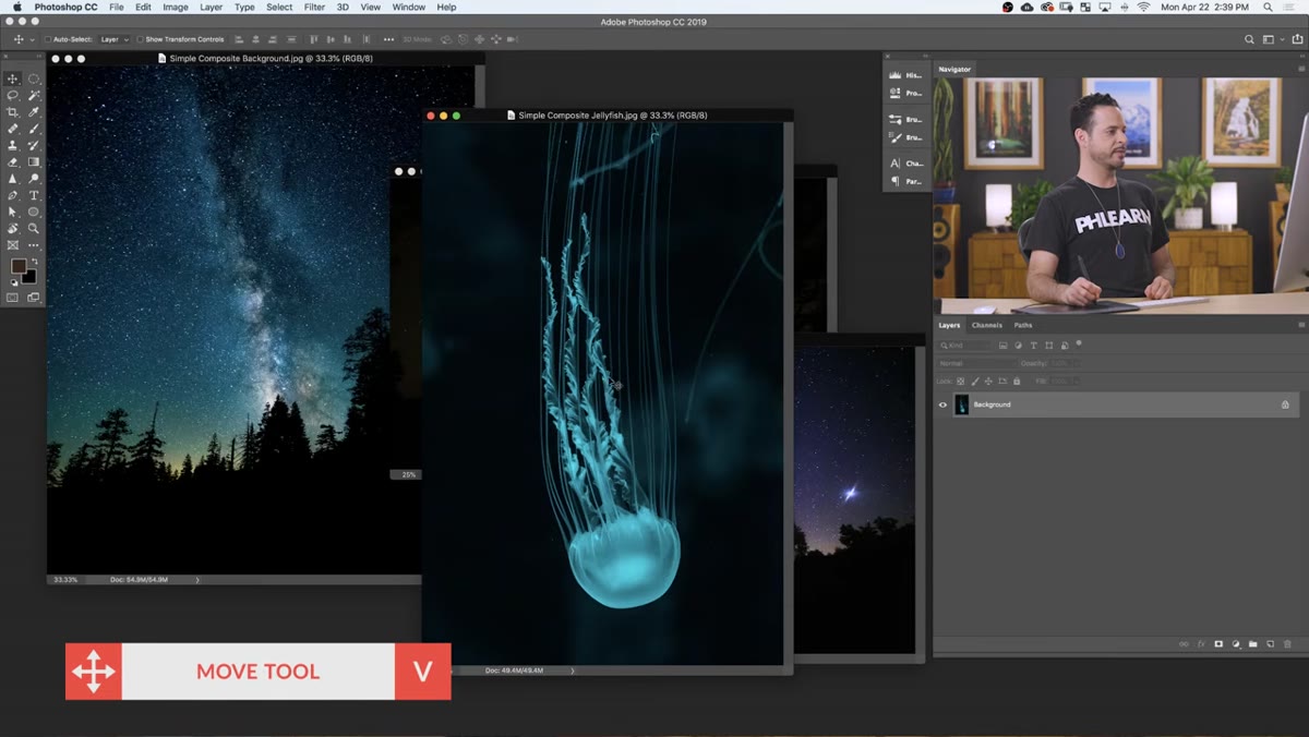 Jellyfish layer being dragged onto the background document