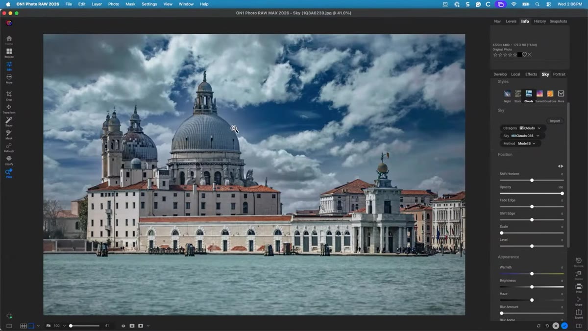 Masking model dropdown showing landscape versus architecture options