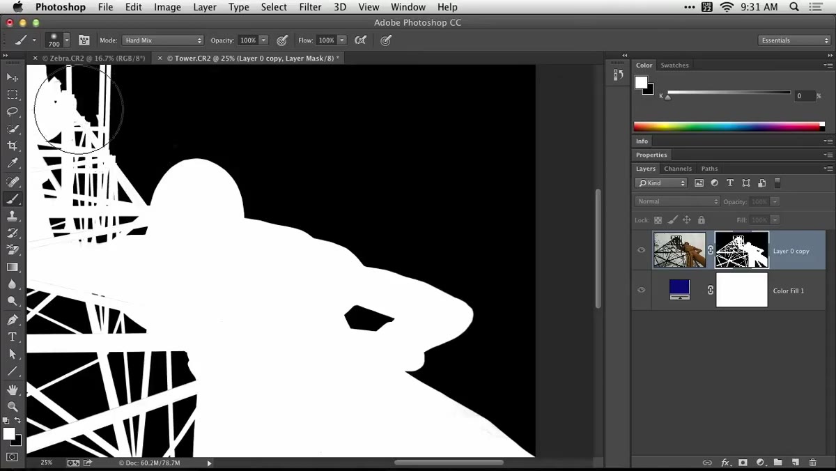 White brush strokes covering interior mask gaps near subject&rsquo;s arm