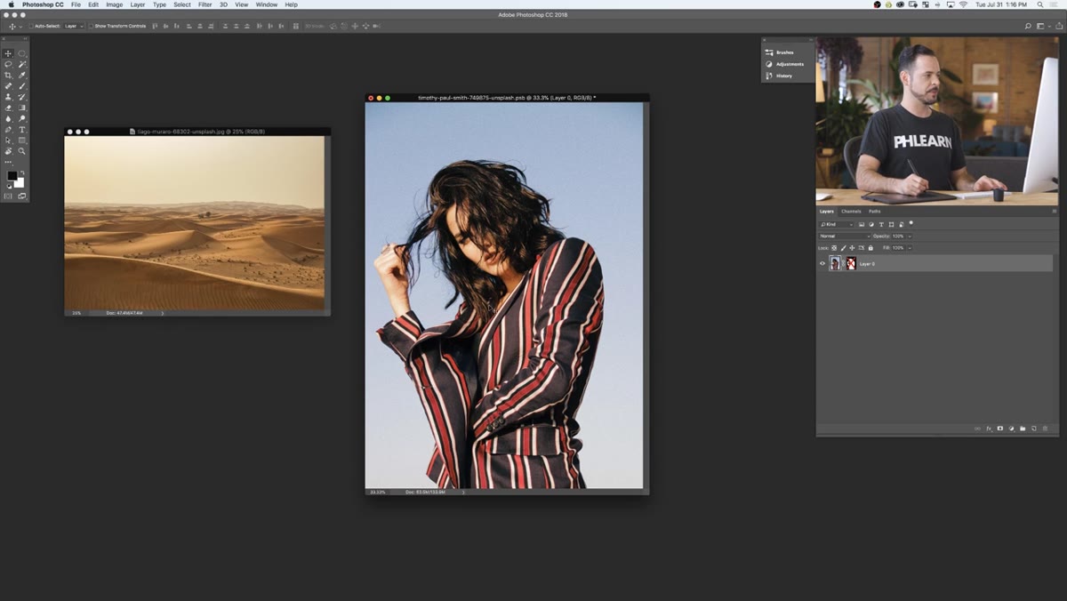 Subject layer with mask and new background below it
