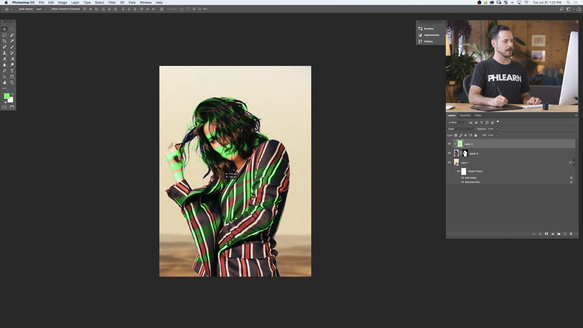 Blend mode dropdown set to Color in Layers panel