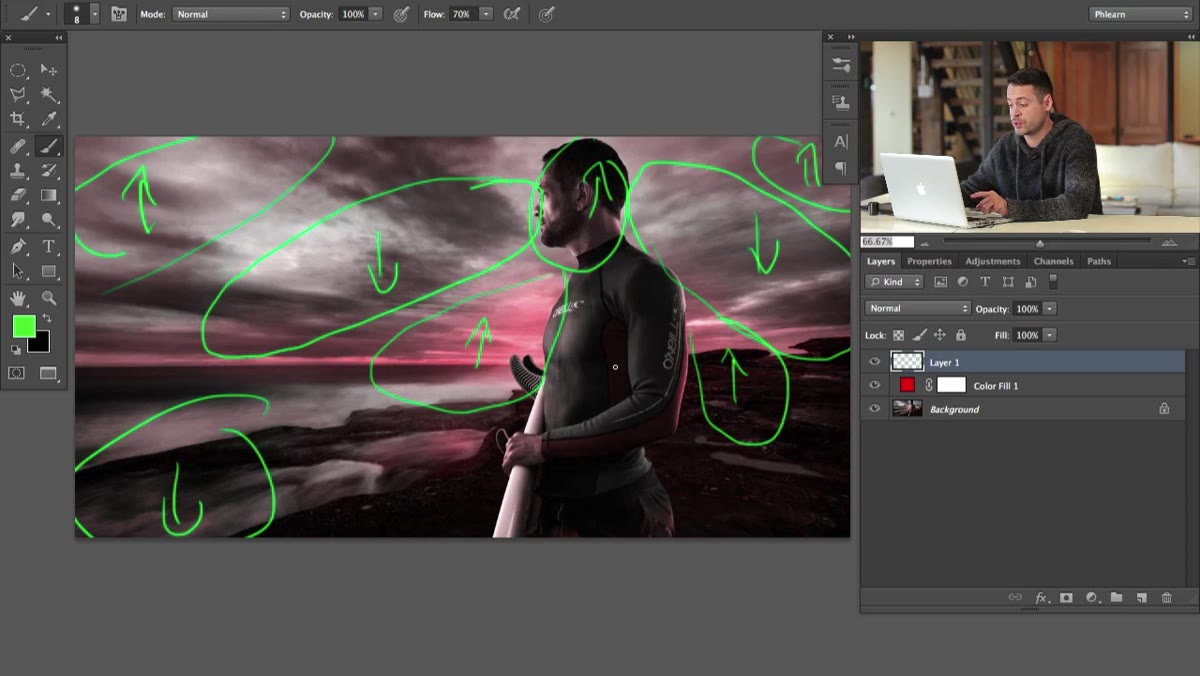 Saturation comparison between foreground subject and background element