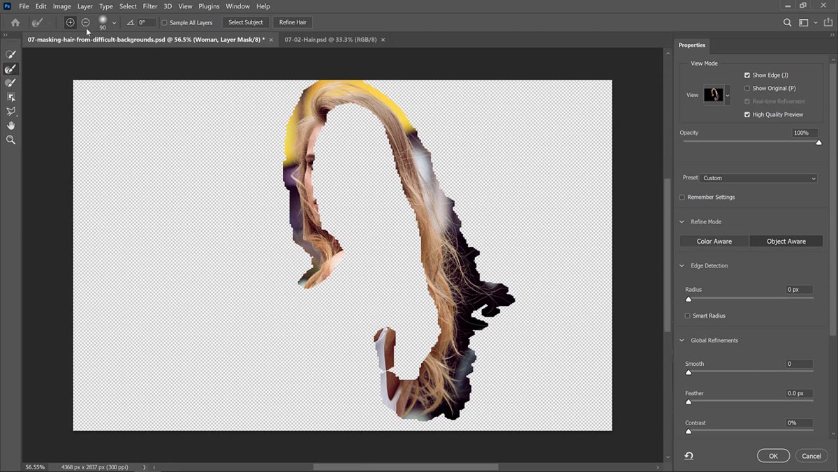Using the minus brush to remove incorrectly refined areas