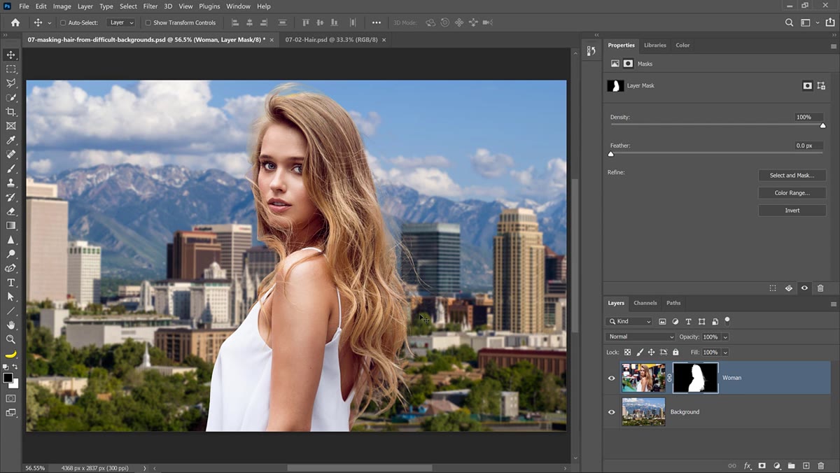 New blank layer created, named &ldquo;hair strands,&rdquo; above the subject
